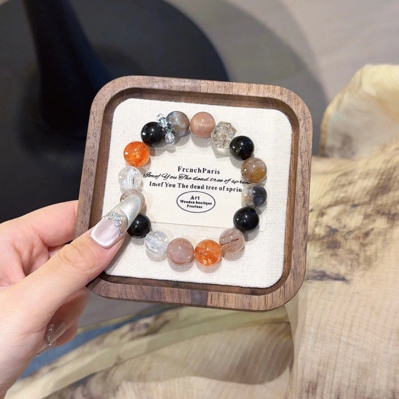 Red‑Black Multi‑Gemstone Bracelet-Stress Release