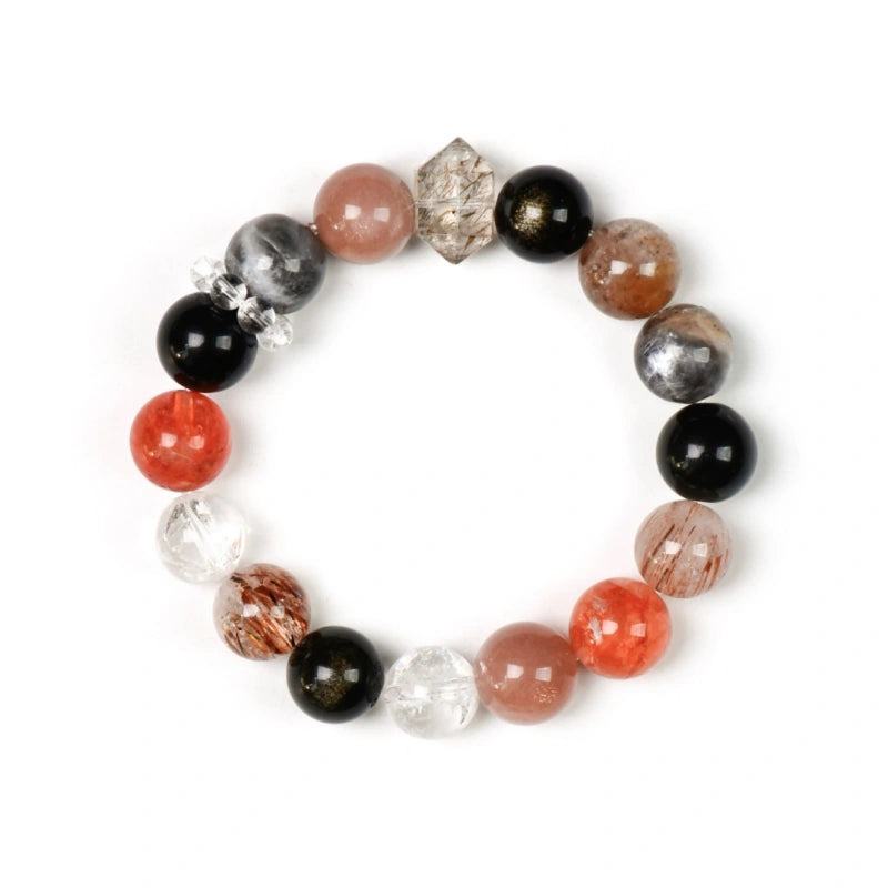 Red‑Black Multi‑Gemstone Bracelet-Stress Release
