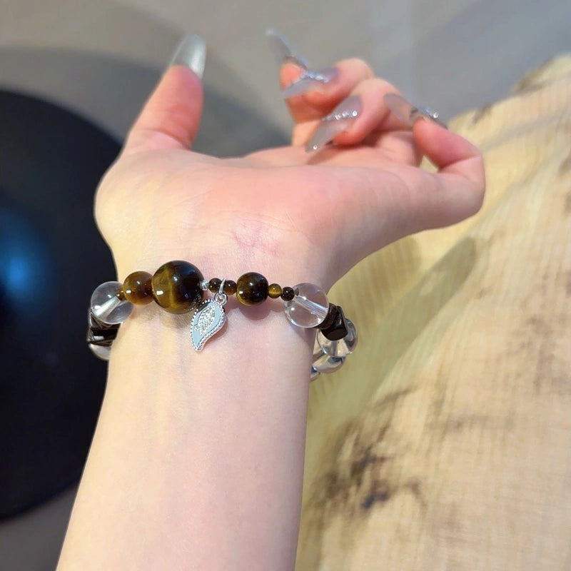 Yellow Tiger’s Eye & Clear Quartz Bracelet-Leadership Aura
