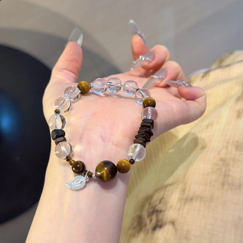 Yellow Tiger’s Eye & Clear Quartz Bracelet-Leadership Aura