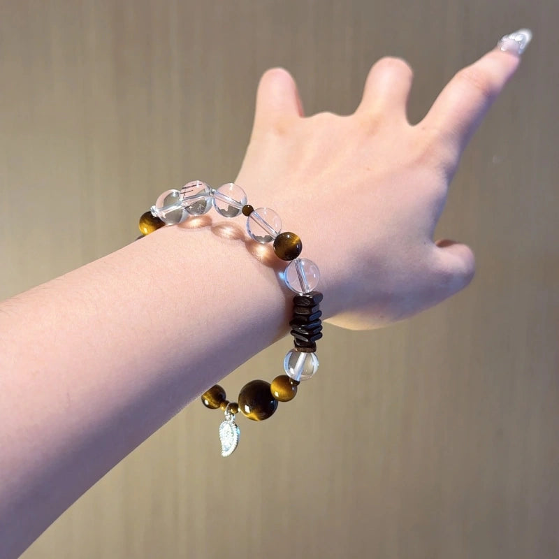 Yellow Tiger’s Eye & Clear Quartz Bracelet-Leadership Aura