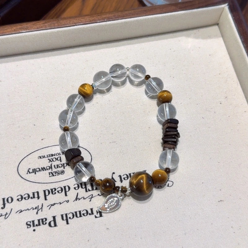 Yellow Tiger’s Eye & Clear Quartz Bracelet-Leadership Aura