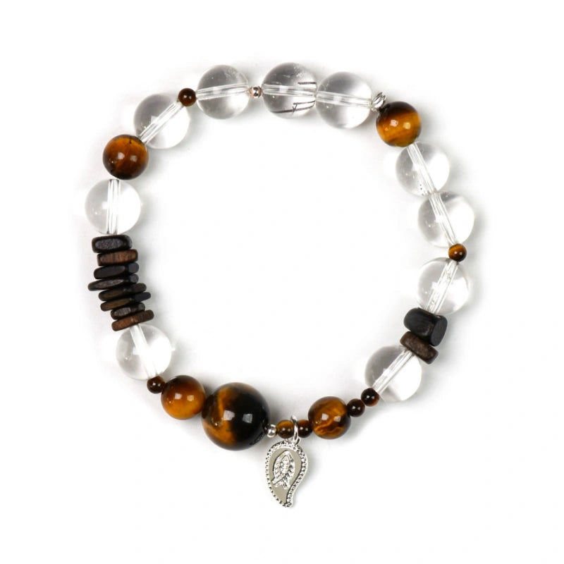 Yellow Tiger’s Eye & Clear Quartz Bracelet-Leadership Aura
