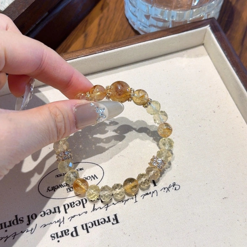 Yellow Tourmalinated Quartz Bracelet-Attract Wealth