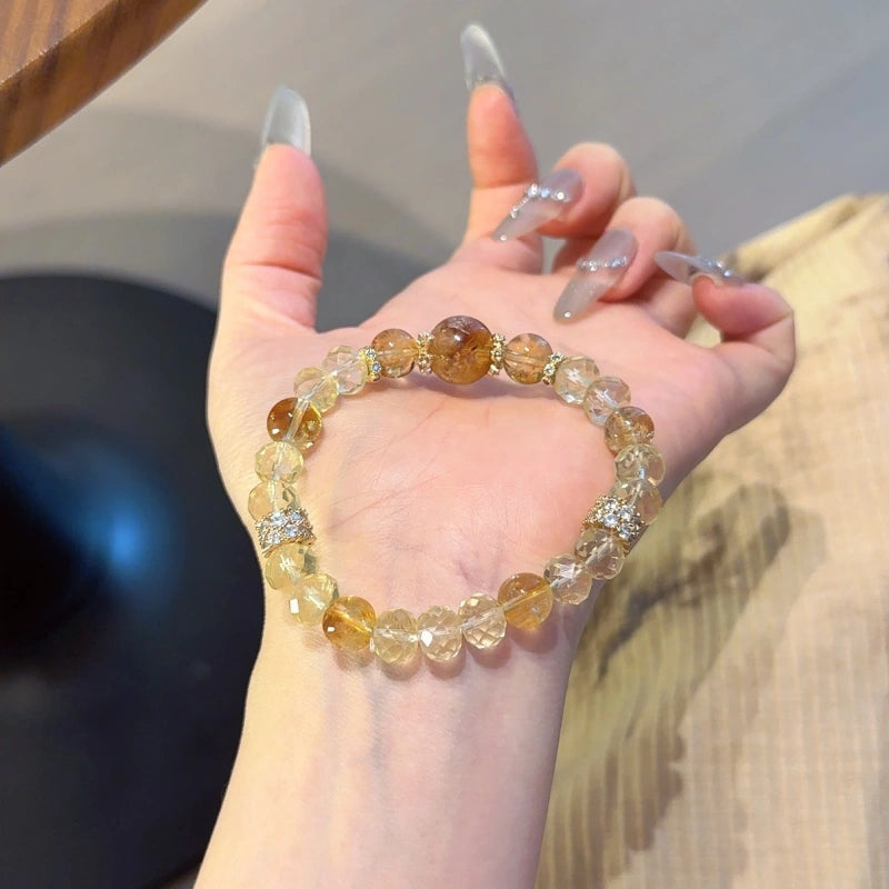 Yellow Tourmalinated Quartz Bracelet-Attract Wealth