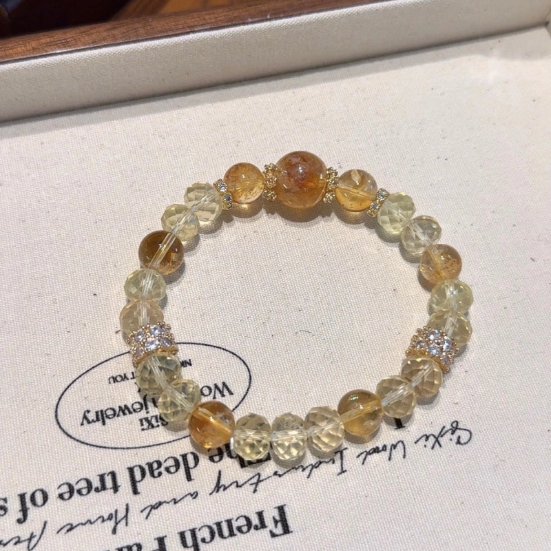 Yellow Tourmalinated Quartz Bracelet-Attract Wealth