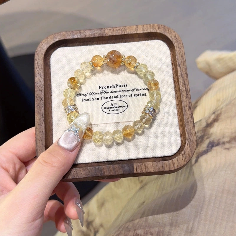 Yellow Tourmalinated Quartz Bracelet-Attract Wealth
