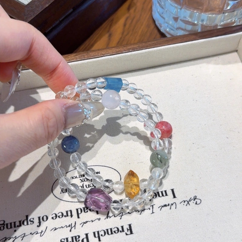 Clear Quartz Multi‑Stone Multi‑Loop Bracelet-Smooth Energy Flow