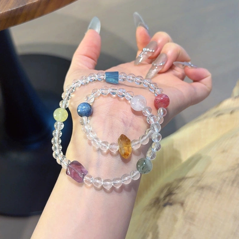 Clear Quartz Multi‑Stone Multi‑Loop Bracelet-Smooth Energy Flow