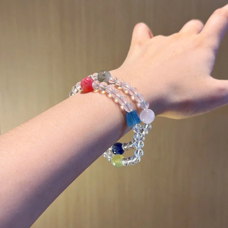 Clear Quartz Multi‑Stone Multi‑Loop Bracelet-Smooth Energy Flow