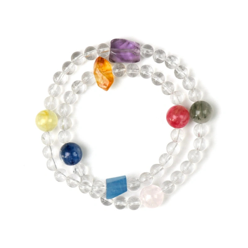 Clear Quartz Multi‑Stone Multi‑Loop Bracelet-Smooth Energy Flow