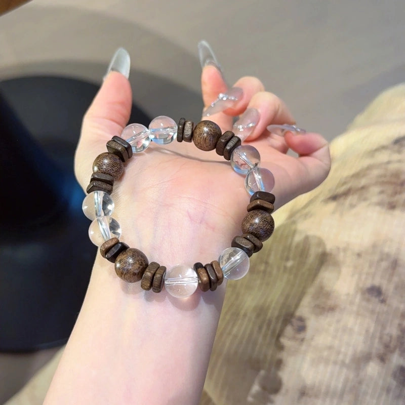 Clear Quartz & Agarwood Bracelet-Sleep Support & Balance