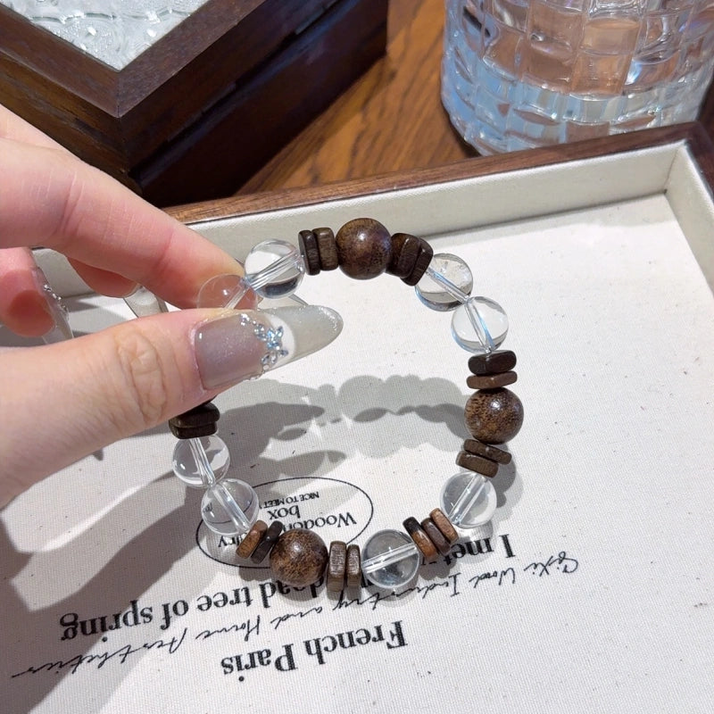 Clear Quartz & Agarwood Bracelet-Sleep Support & Balance