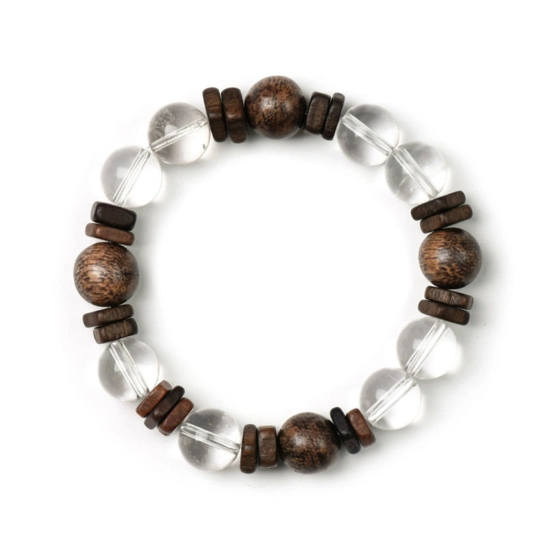 Clear Quartz & Agarwood Bracelet-Sleep Support & Balance