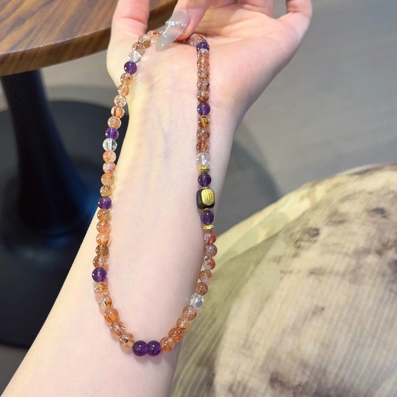 Black‑Gold Rutilated Quartz & Amethyst Multi‑Loop Bracelet-Business Opportunities