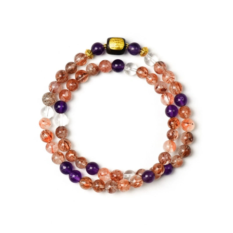Black‑Gold Rutilated Quartz & Amethyst Multi‑Loop Bracelet-Business Opportunities
