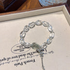 Clear Quartz & Green Phantom Quartz Free‑Form Bracelet-Clear Thinking