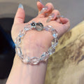 Clear Quartz & Green Phantom Quartz Free‑Form Bracelet-Clear Thinking