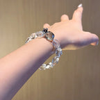 Clear Quartz & Green Phantom Quartz Free‑Form Bracelet-Clear Thinking