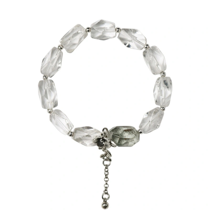 Clear Quartz & Green Phantom Quartz Free‑Form Bracelet-Clear Thinking