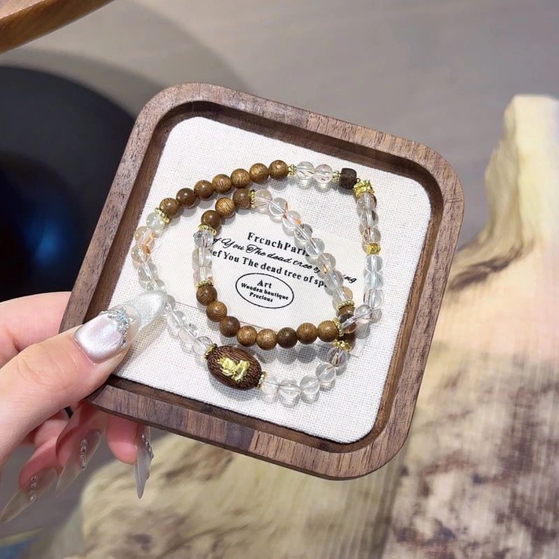 Clear Quartz & Agarwood Bracelet-Calm Mind For Restful Sleep