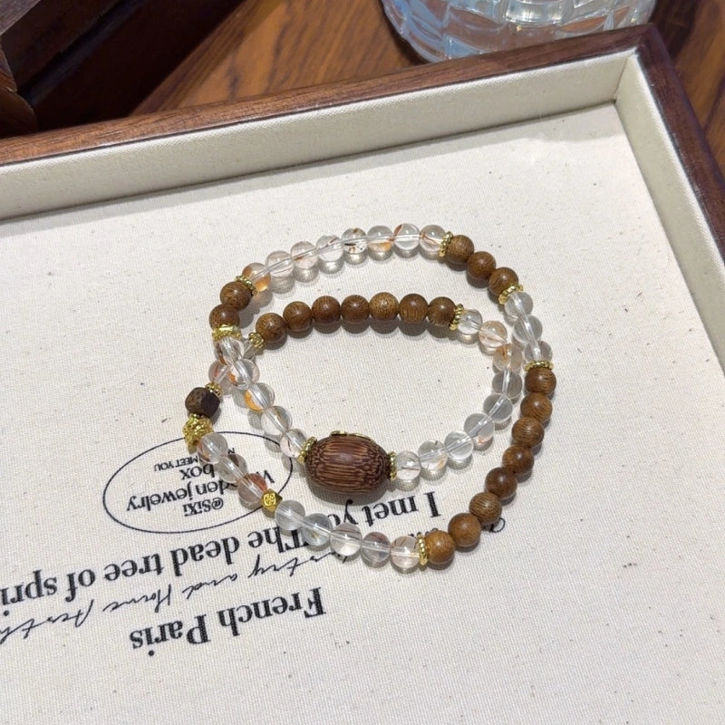 Clear Quartz & Agarwood Bracelet-Calm Mind For Restful Sleep