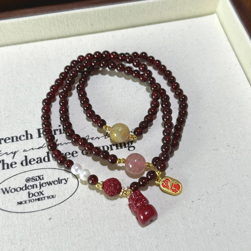 Garnet Multi‑Loop Bracelet-Feminine Vibration