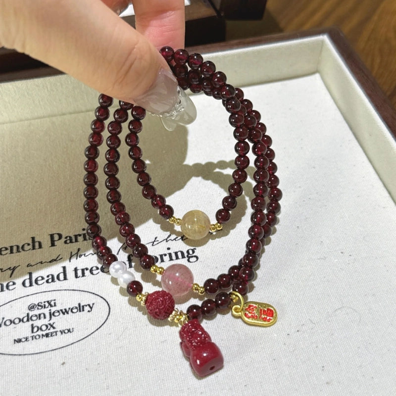 Garnet Multi‑Loop Bracelet-Feminine Vibration
