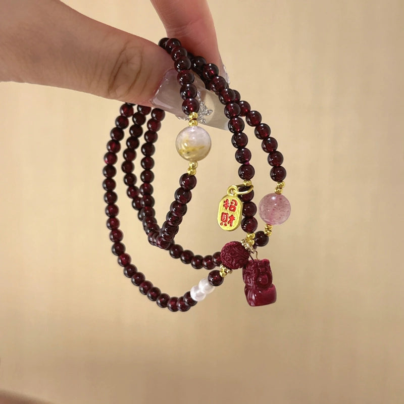 Garnet Multi‑Loop Bracelet-Feminine Vibration