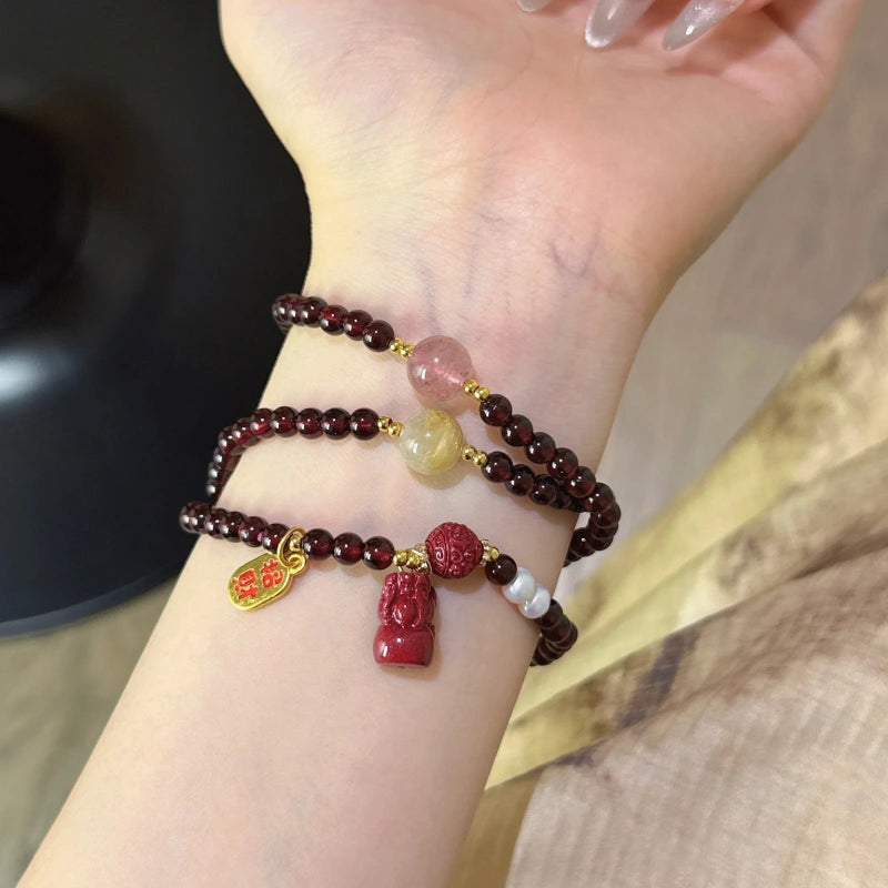 Garnet Multi‑Loop Bracelet-Feminine Vibration