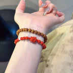 Cinnabar & Old‑Sandalwood Multi‑Loop Bracelet-Inner Balance