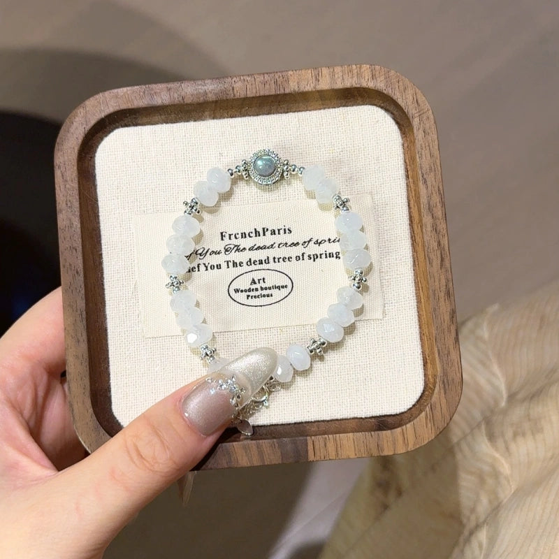 Faceted White Phantom Quartz Bracelet-Attract Steady Prosperity