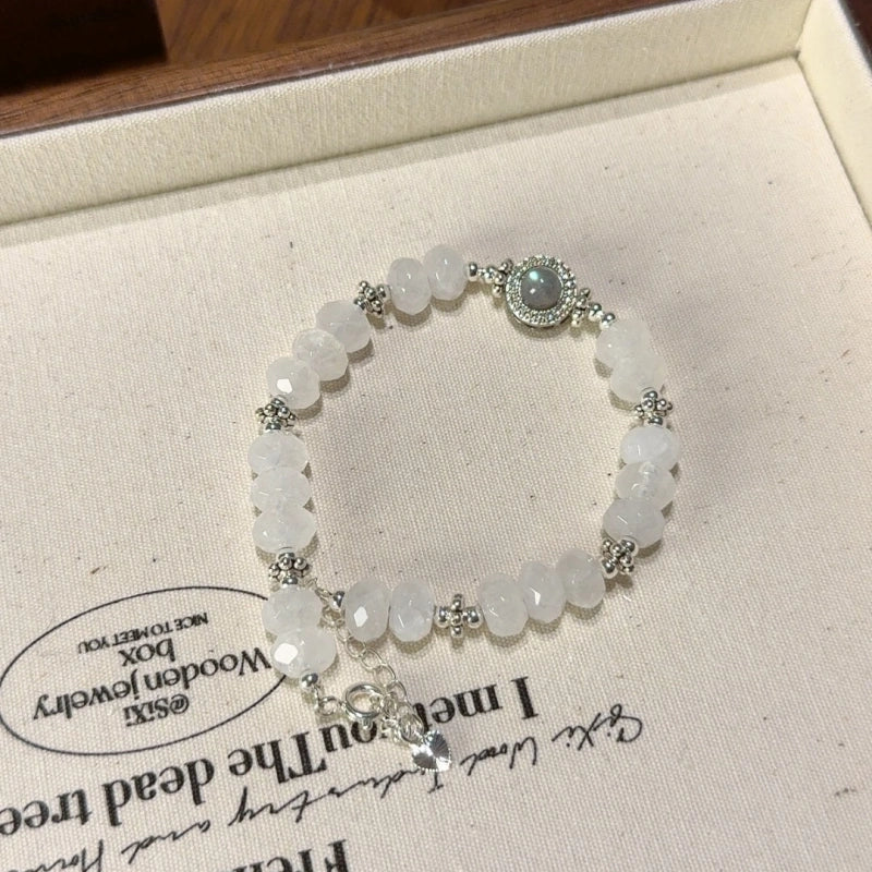 Faceted White Phantom Quartz Bracelet-Attract Steady Prosperity