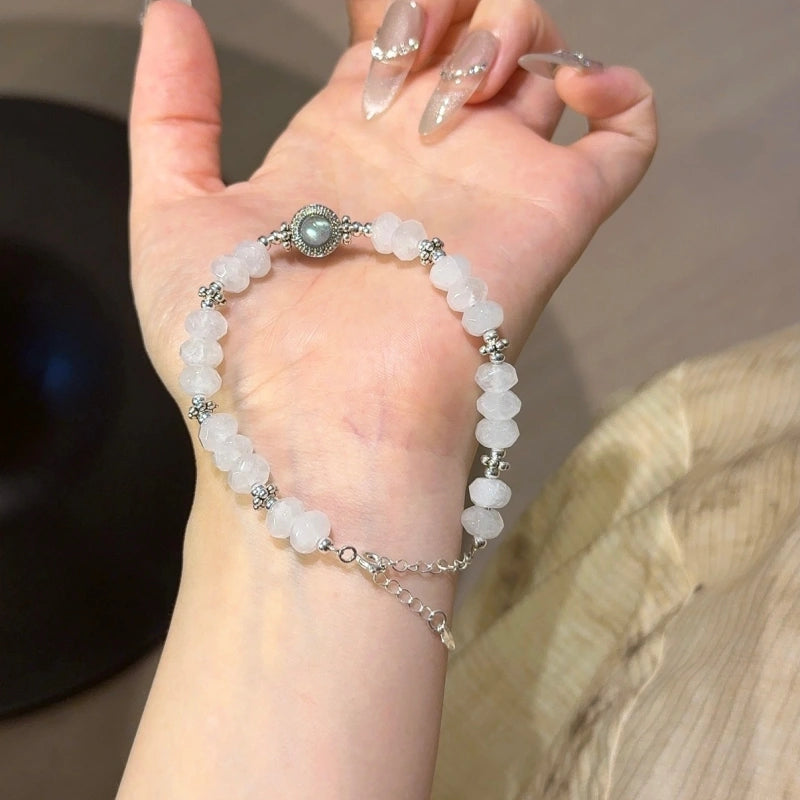 Faceted White Phantom Quartz Bracelet-Attract Steady Prosperity