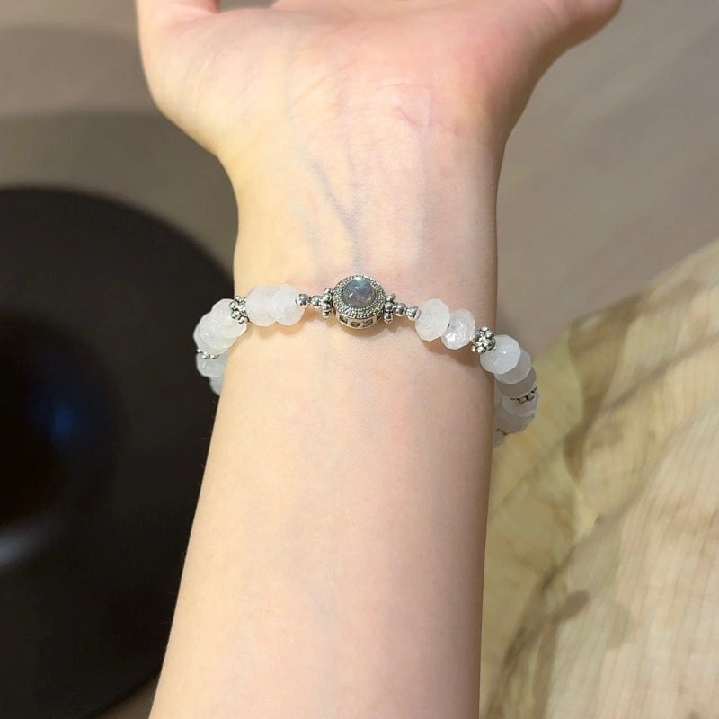 Faceted White Phantom Quartz Bracelet-Attract Steady Prosperity
