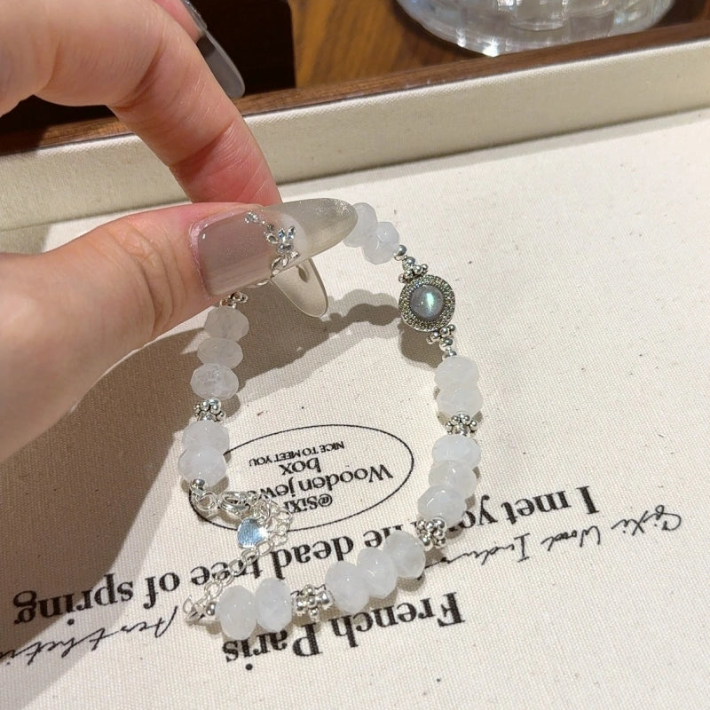 Faceted White Phantom Quartz Bracelet-Attract Steady Prosperity