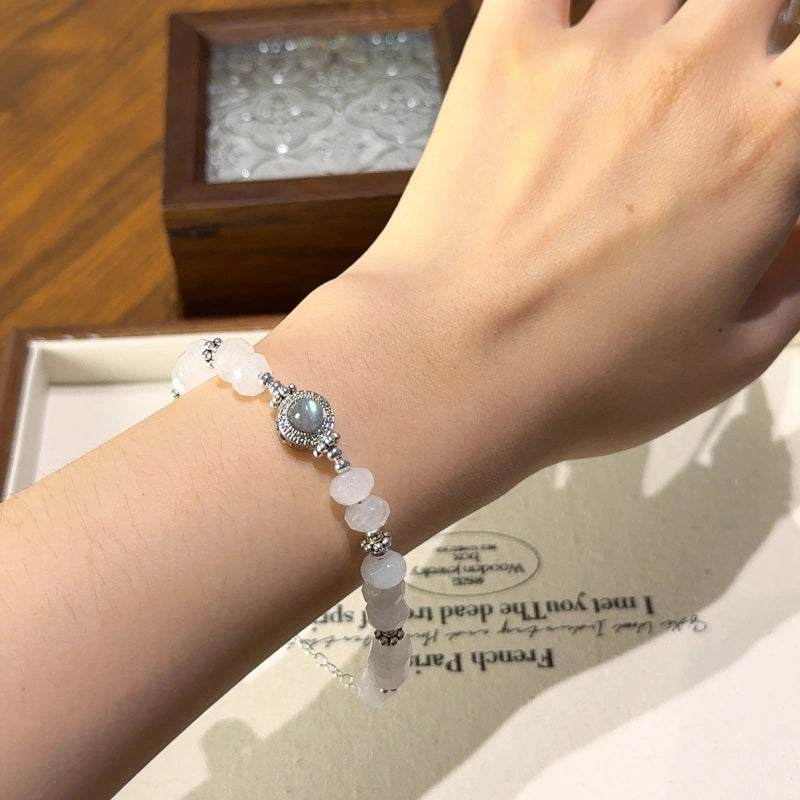 Faceted White Phantom Quartz Bracelet-Attract Steady Prosperity