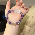 Amethyst & Clear Quartz Fox Bracelet - Boost Wisdom & Memory