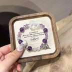 Amethyst & Clear Quartz Fox Bracelet - Boost Wisdom & Memory