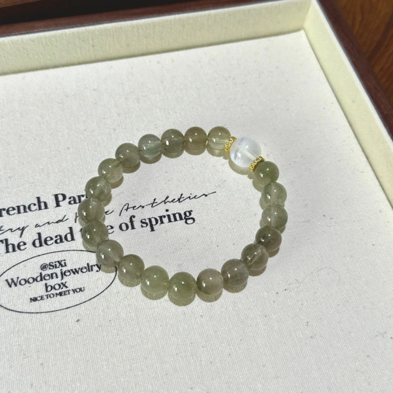 Green Rutilated Quartz & Blue Moonstone Bracelet - Enhance Intuition