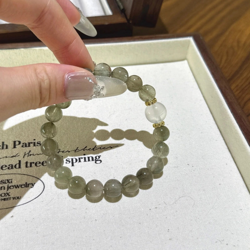 Green Rutilated Quartz & Blue Moonstone Bracelet - Enhance Intuition