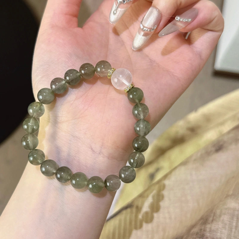 Green Rutilated Quartz & Blue Moonstone Bracelet - Enhance Intuition