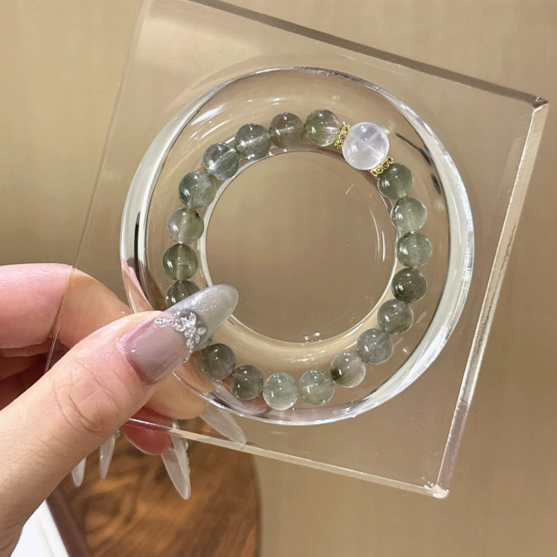 Green Rutilated Quartz & Blue Moonstone Bracelet - Enhance Intuition