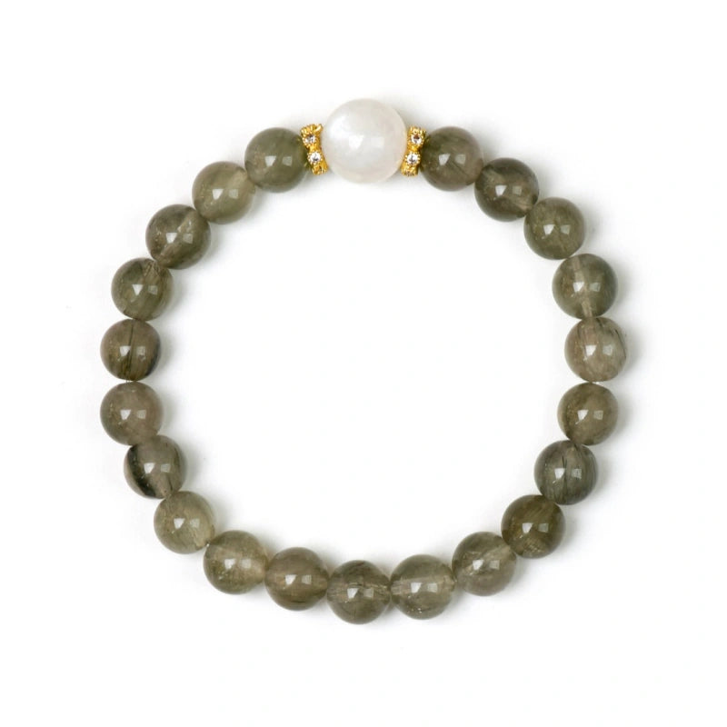 Green Rutilated Quartz & Blue Moonstone Bracelet - Enhance Intuition