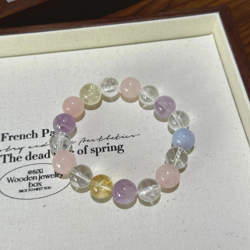Clear Quartz‑Rose Quartz‑Citrine‑Amethyst‑Aquamarine Bracelet - Attract Abundance