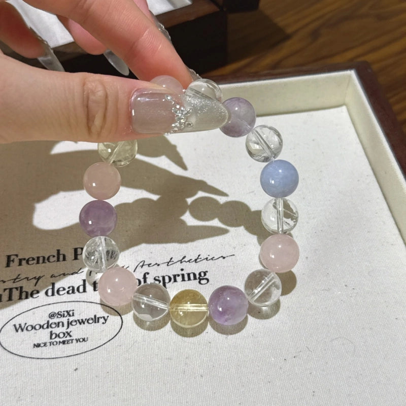Clear Quartz‑Rose Quartz‑Citrine‑Amethyst‑Aquamarine Bracelet - Attract Abundance