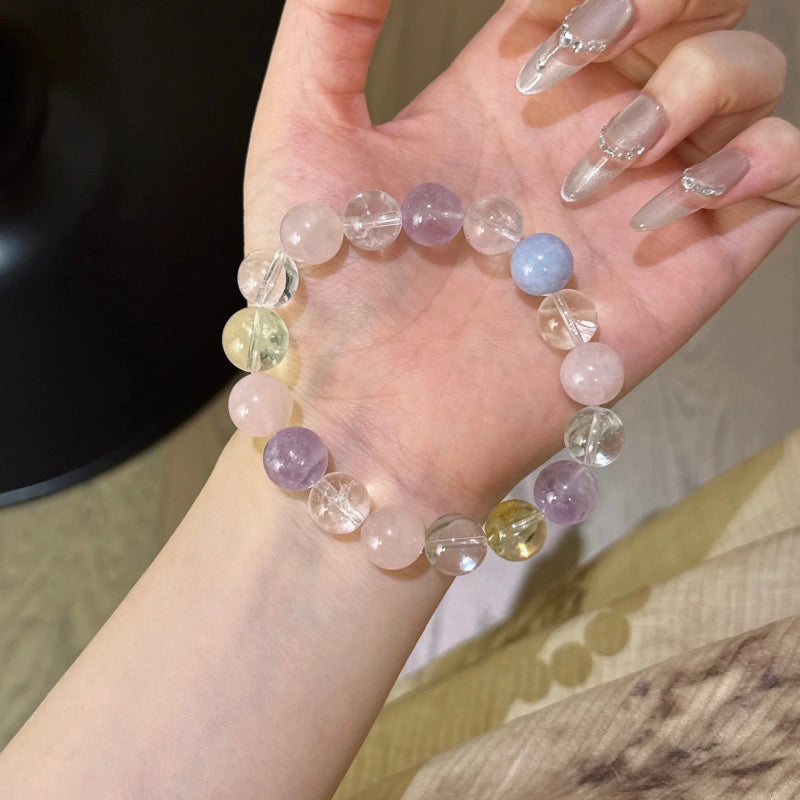 Clear Quartz‑Rose Quartz‑Citrine‑Amethyst‑Aquamarine Bracelet - Attract Abundance