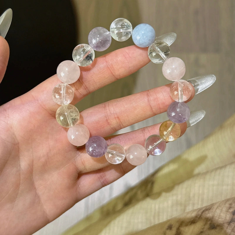 Clear Quartz‑Rose Quartz‑Citrine‑Amethyst‑Aquamarine Bracelet - Attract Abundance