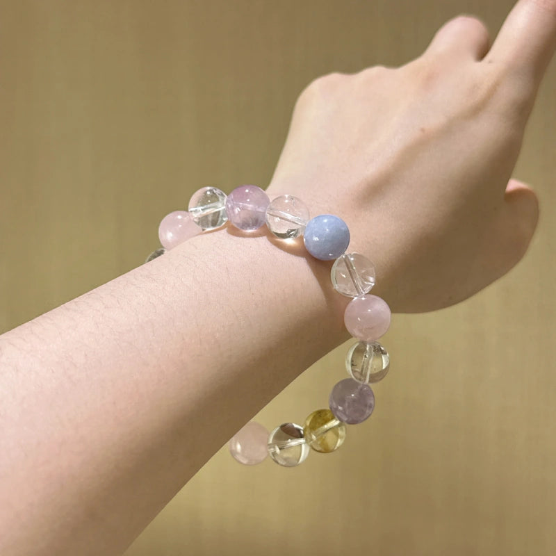 Clear Quartz‑Rose Quartz‑Citrine‑Amethyst‑Aquamarine Bracelet - Attract Abundance