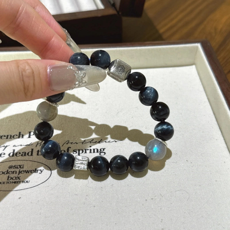 Blue Tiger’s Eye & Grey Moonstone Bracelet - Overcome Indecisiveness